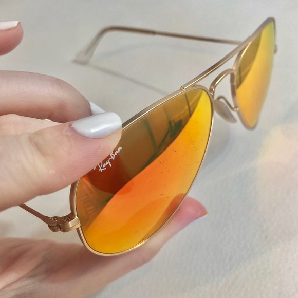Orange and Gold Reflective Ray-Ban Aviators - Picture 7 of 7